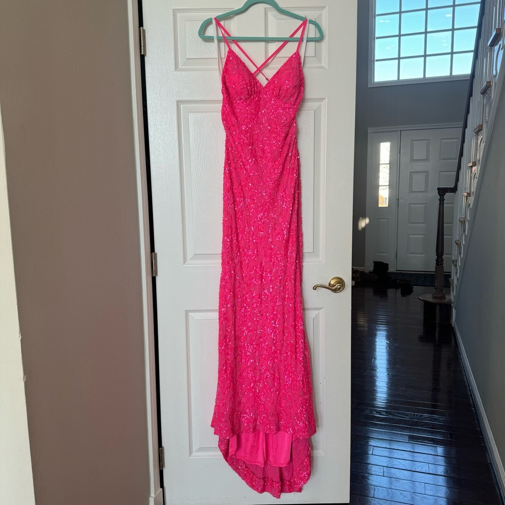 Pink Sequin Prom Dress Golden Asp Boutique